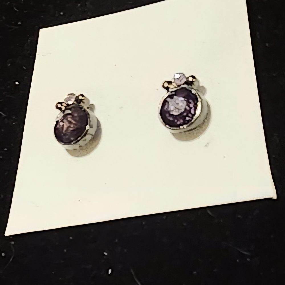 Sterling Silver Purple Amethyst Stud Earrings
